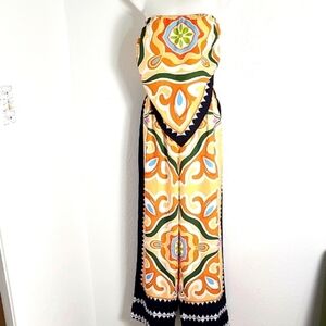 Shein Multicolor Strapless Bandana Top with Matching Wide Pants, Size XL